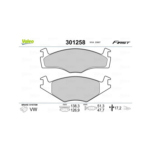 Bromsbeläggsats, Framaxel Valeo 301258 VALEO