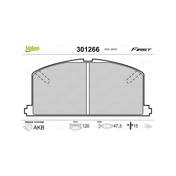 Bromsbeläggsats, Framaxel Valeo 301266 VALEO