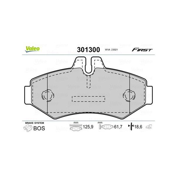 Bromsbeläggsats, Bakaxel Valeo 301300 VALEO