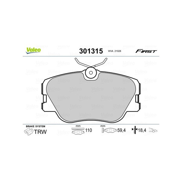 Bromsbeläggsats, Framaxel Valeo 301315 VALEO