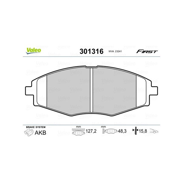 Bromsbeläggsats, Framaxel Valeo 301316 VALEO