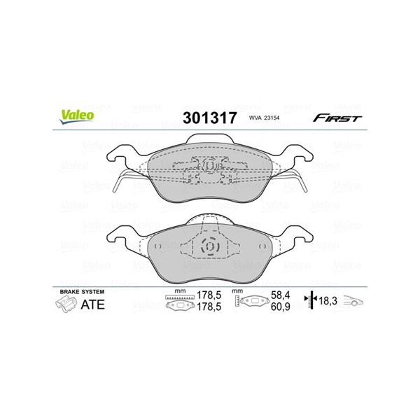 Bromsbeläggsats, Framaxel Valeo 301317 VALEO