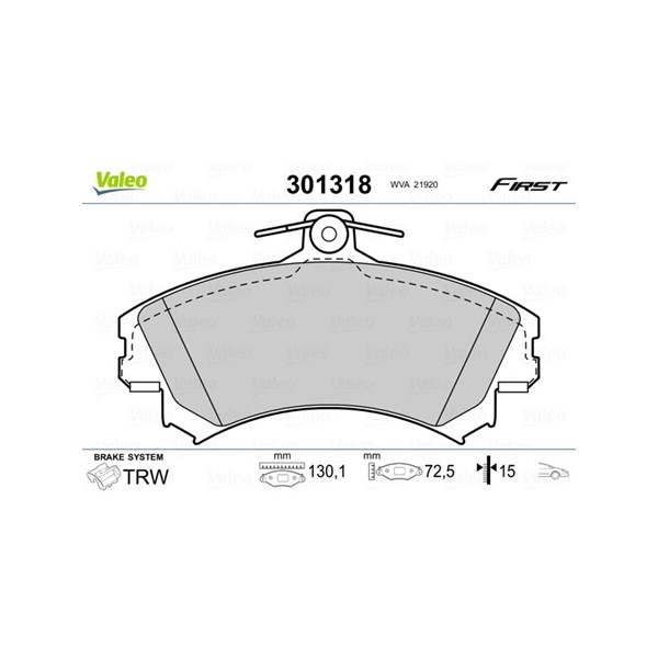 Bromsbeläggsats, Framaxel Valeo 301318 VALEO