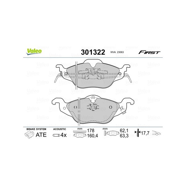 Bromsbeläggsats, Framaxel Valeo 301322 VALEO