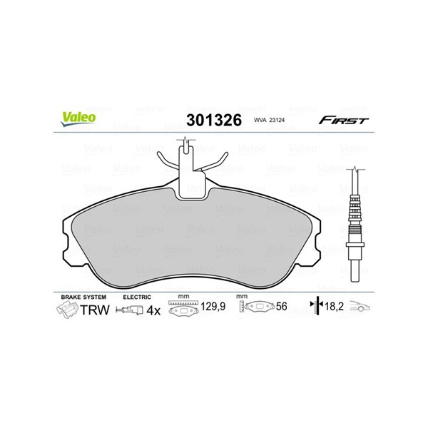Bromsbeläggsats, Framaxel Valeo 301326 VALEO