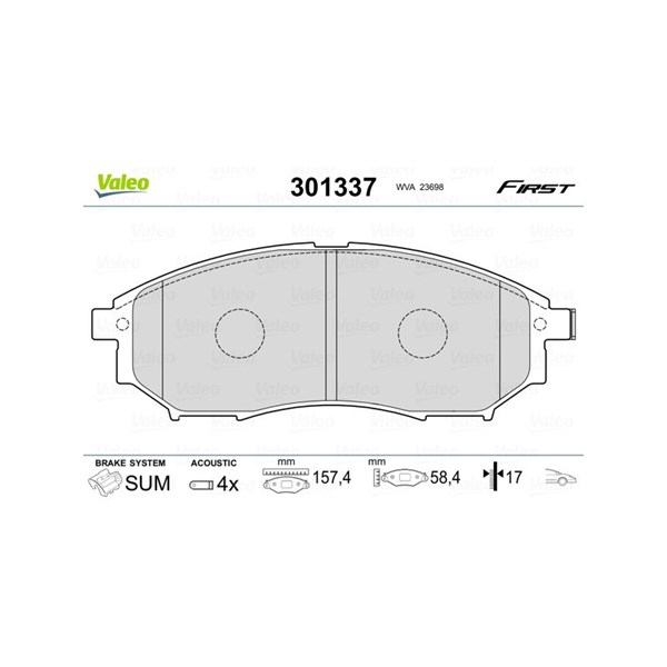 Bromsbeläggsats, Framaxel Valeo 301337 VALEO