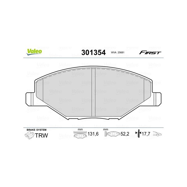 Bromsbeläggsats, Framaxel Valeo 301354 VALEO