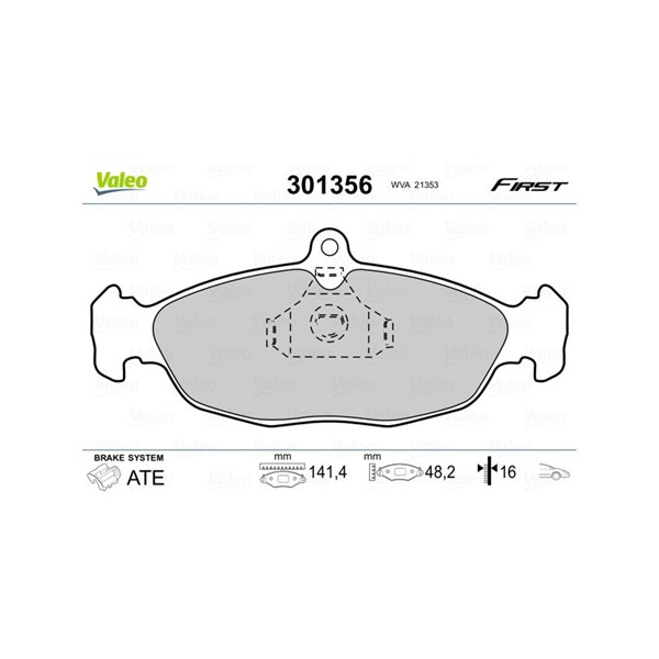 Bromsbeläggsats, Framaxel, Bakaxel Valeo 301356 VALEO
