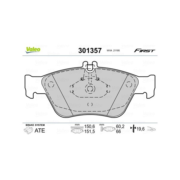 Bromsbeläggsats, Framaxel Valeo 301357 VALEO