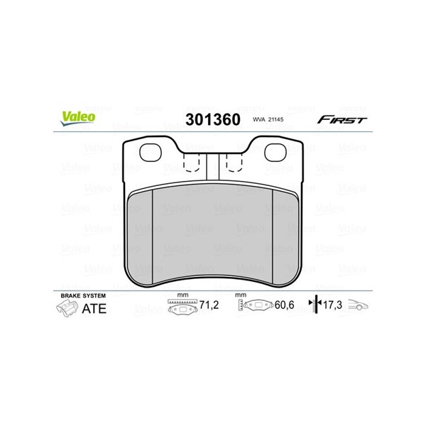 Bromsbeläggsats, Framaxel Valeo 301360 VALEO