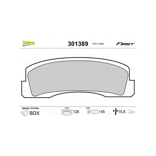 Bromsbeläggsats, Framaxel Valeo 301389 VALEO