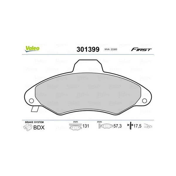 Bromsbeläggsats, Framaxel Valeo 301399 VALEO