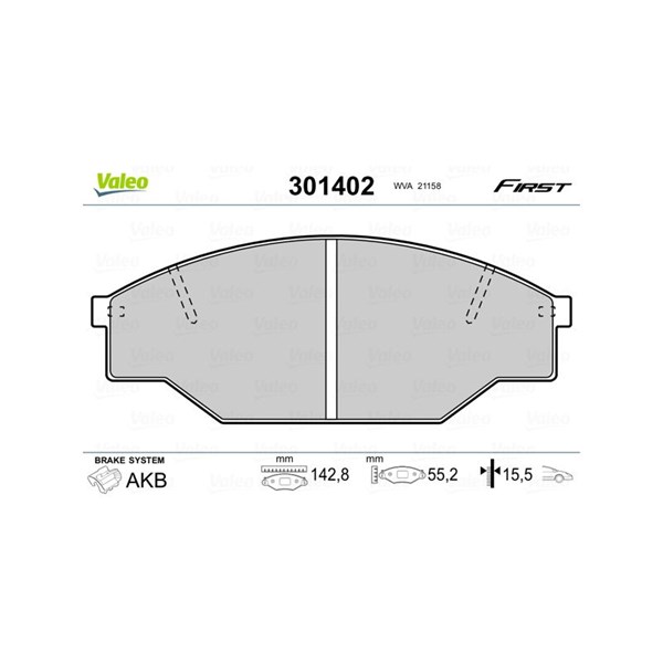 Bromsbeläggsats, Framaxel Valeo 301402 VALEO