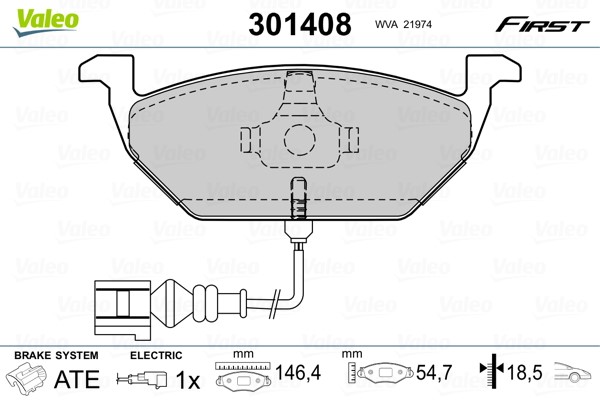 Bromsbeläggsats, Framaxel Valeo 301408 VALEO