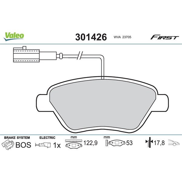 Bromsbeläggsats, Framaxel Valeo 301426 VALEO