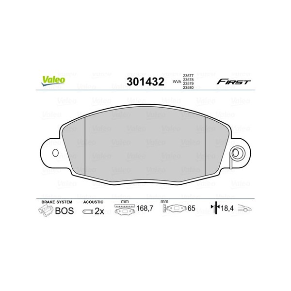 Bromsbeläggsats, Framaxel Valeo 301432 VALEO