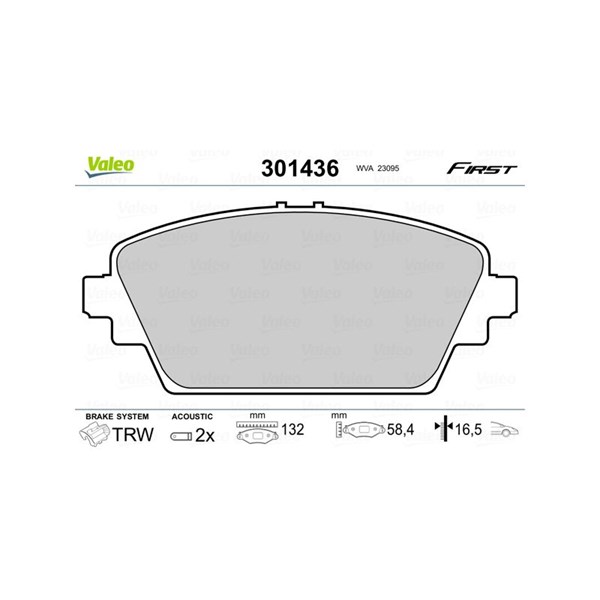 Bromsbeläggsats, Framaxel Valeo 301436 VALEO