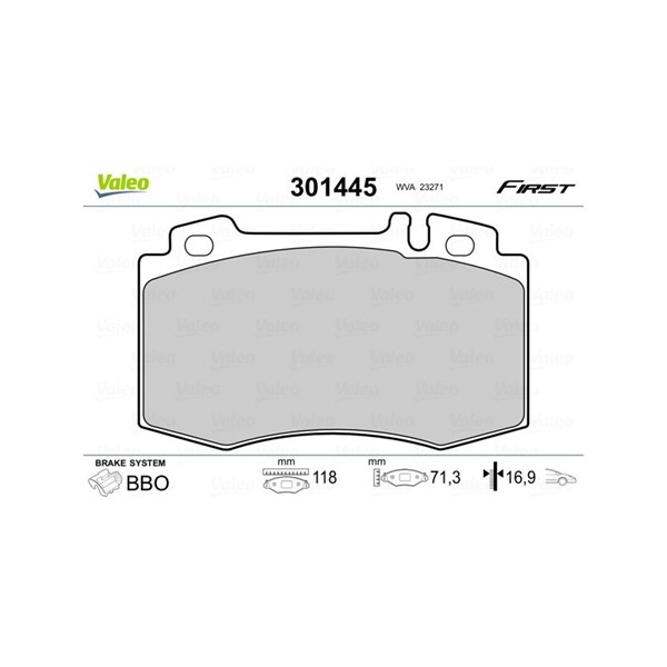 Bromsbeläggsats, Framaxel Valeo 301445 VALEO