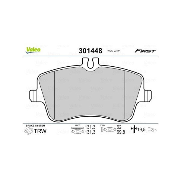 Bromsbeläggsats, Framaxel Valeo 301448 VALEO