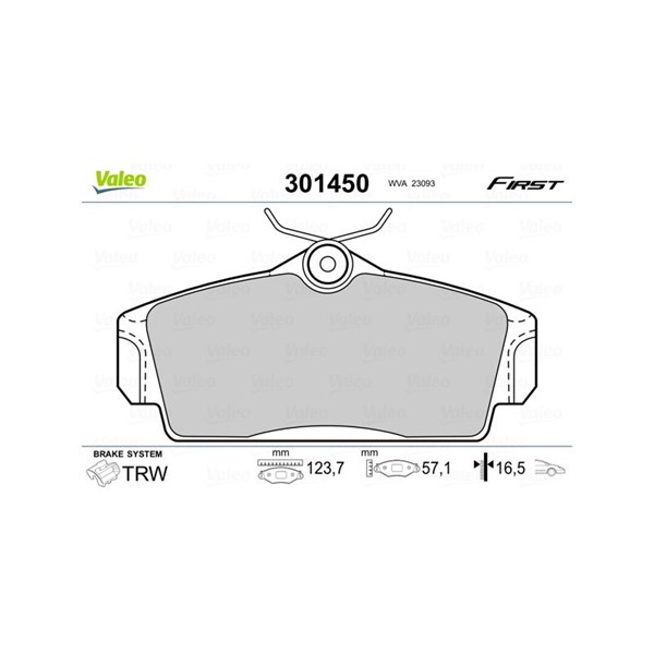 Bromsbeläggsats, Framaxel Valeo 301450 VALEO