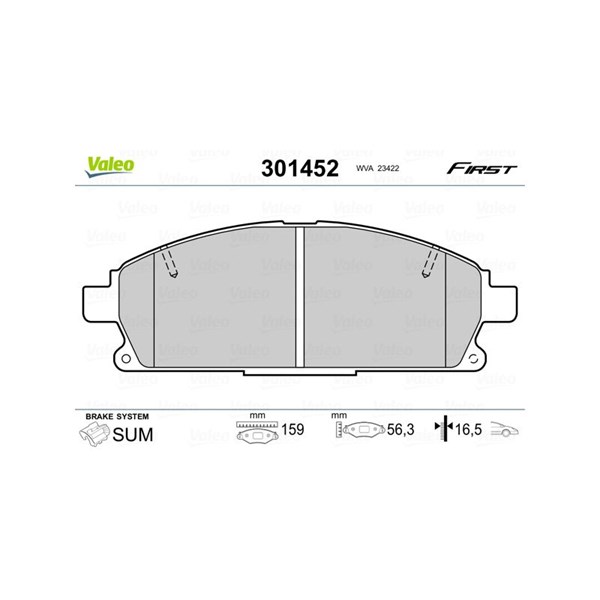 Bromsbeläggsats, Framaxel Valeo 301452 VALEO