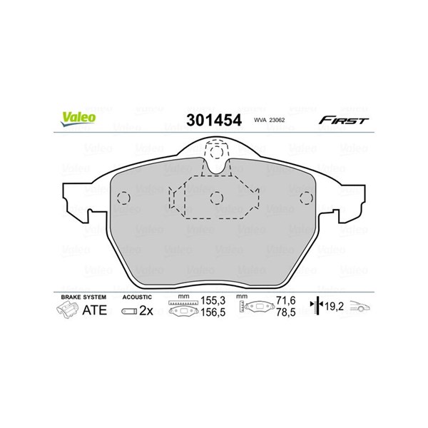 Bromsbeläggsats, Framaxel Valeo 301454 VALEO
