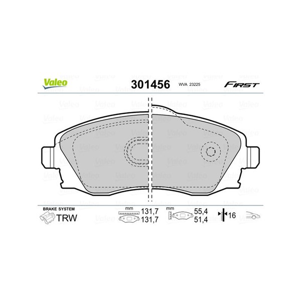 Bromsbeläggsats, Framaxel Valeo 301456 VALEO