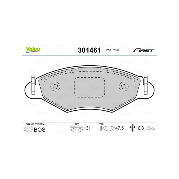 Bromsbeläggsats, Framaxel Valeo 301461 VALEO