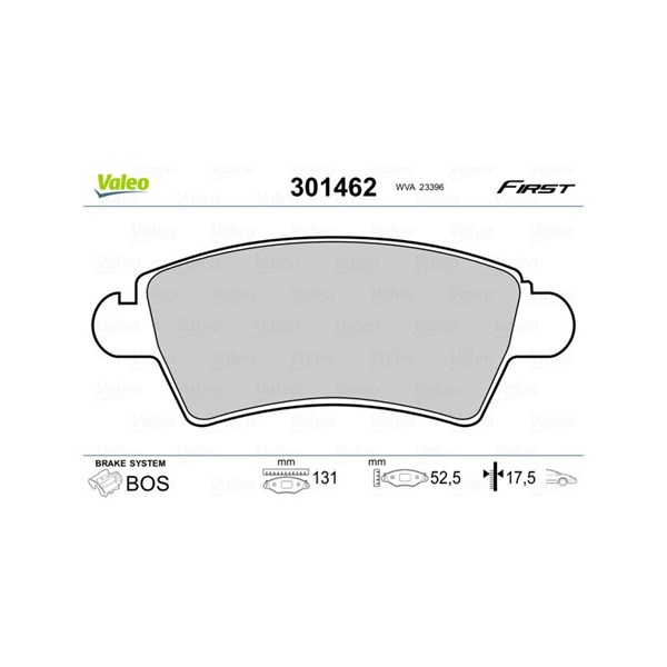 Bromsbeläggsats, Framaxel Valeo 301462 VALEO