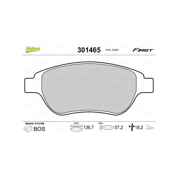 Bromsbeläggsats, Framaxel Valeo 301465 VALEO