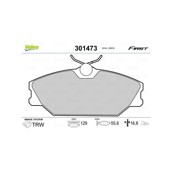 Bromsbeläggsats, Framaxel Valeo 301473 VALEO