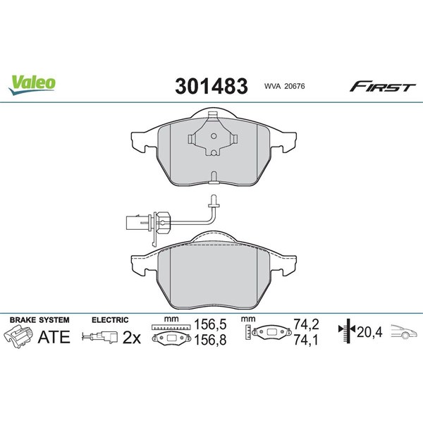 Bromsbeläggsats, Framaxel Valeo 301483 VALEO