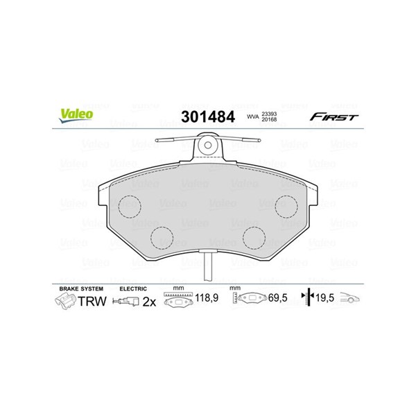 Bromsbeläggsats, Framaxel Valeo 301484 VALEO