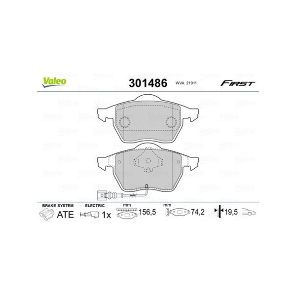 Bromsbeläggsats, Framaxel Valeo 301486 VALEO