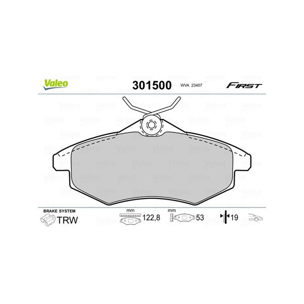 Bromsbeläggsats Solid, Framaxel Valeo 301500 VALEO