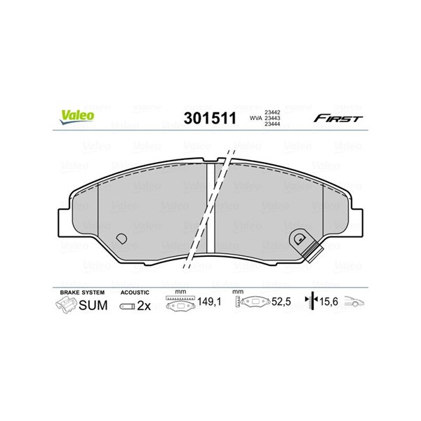 Bromsbeläggsats, Framaxel Valeo 301511 VALEO
