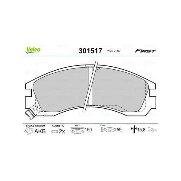 Bromsbeläggsats, Framaxel Valeo 301517 VALEO