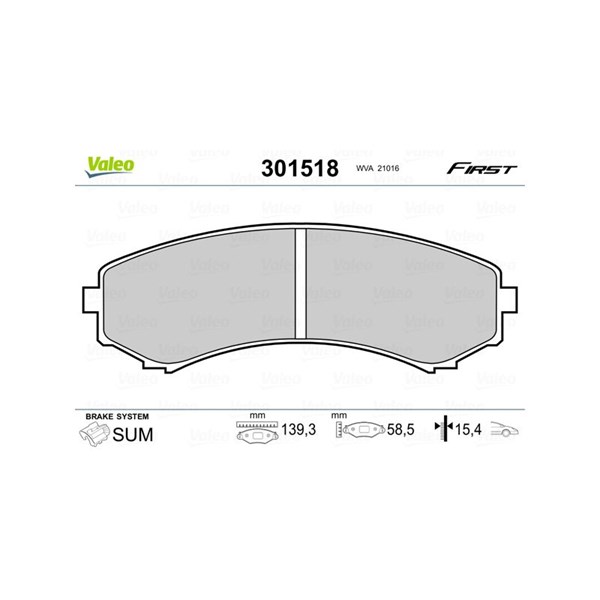 Bromsbeläggsats, Framaxel Valeo 301518 VALEO