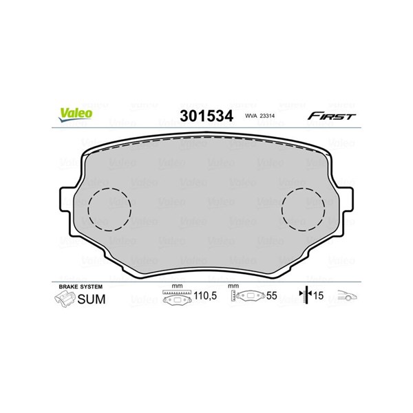 Bromsbeläggsats, Framaxel Valeo 301534 VALEO