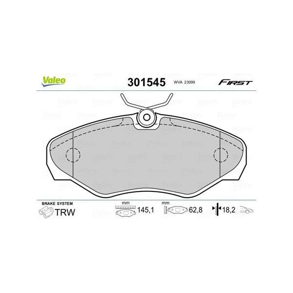 Bromsbeläggsats, Framaxel Valeo 301545 VALEO