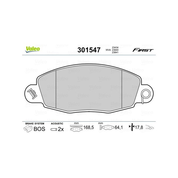 Bromsbeläggsats, Framaxel Valeo 301547 VALEO