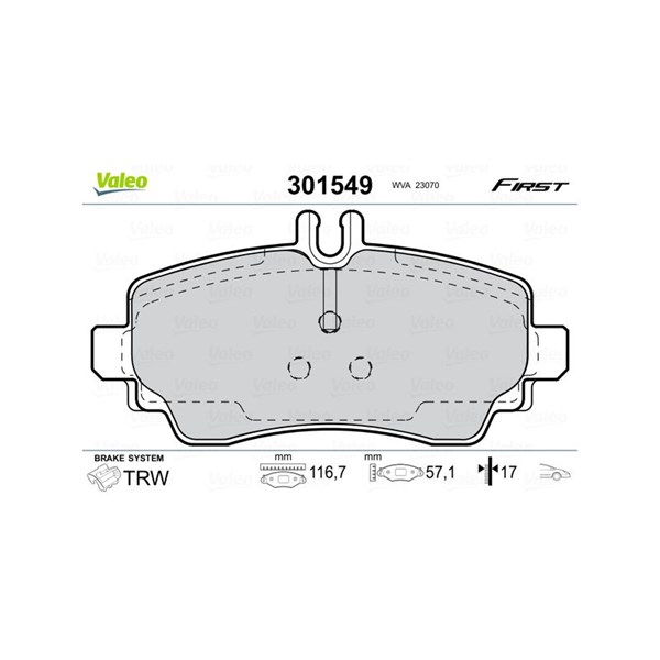 Bromsbeläggsats, Framaxel Valeo 301549 VALEO