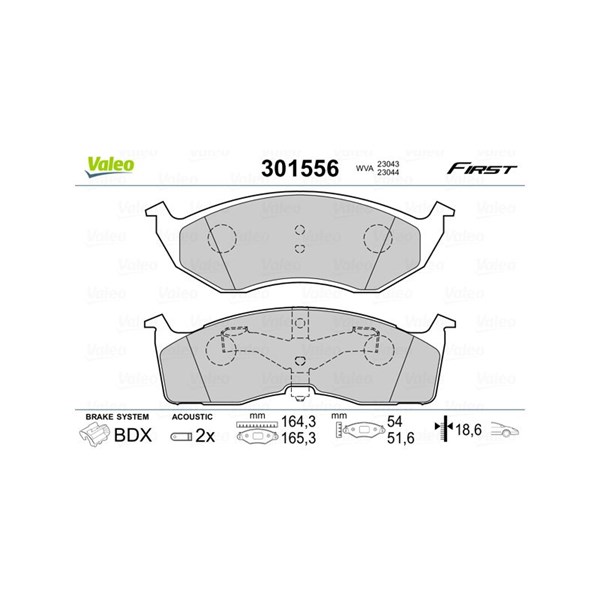 Bromsbeläggsats, Framaxel Valeo 301556 VALEO