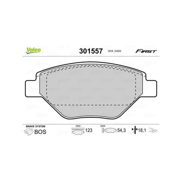 Bromsbeläggsats, Framaxel Valeo 301557 VALEO