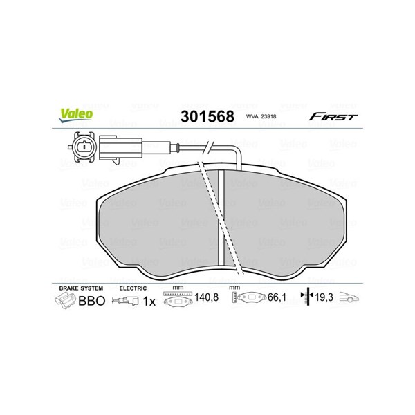 Bromsbeläggsats, Framaxel Valeo 301568 VALEO