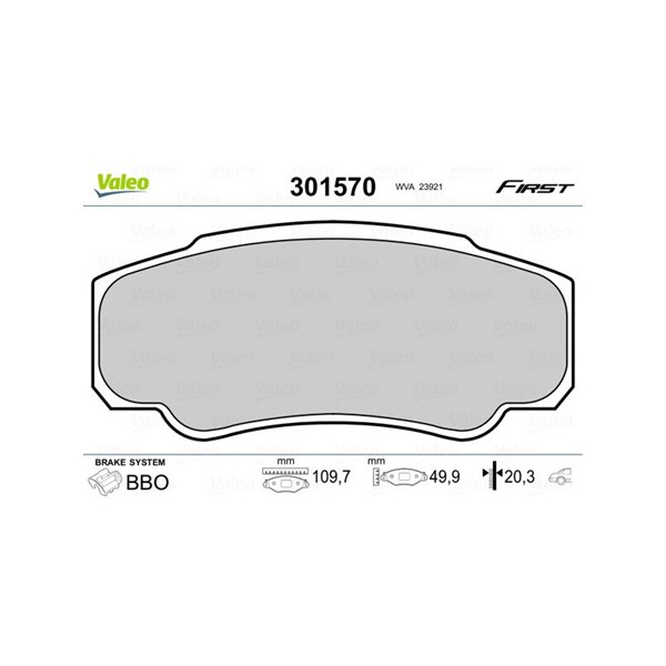 Bromsbeläggsats, Bakaxel Valeo 301570 VALEO Bromsbeläggsats, Bakaxel Valeo 301570 VALEO