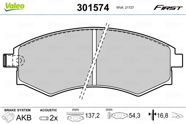 Bromsbeläggsats, Framaxel Valeo 301574 VALEO