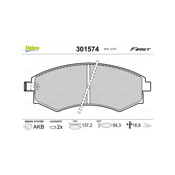 Bromsbeläggsats, Framaxel Valeo 301574 VALEO