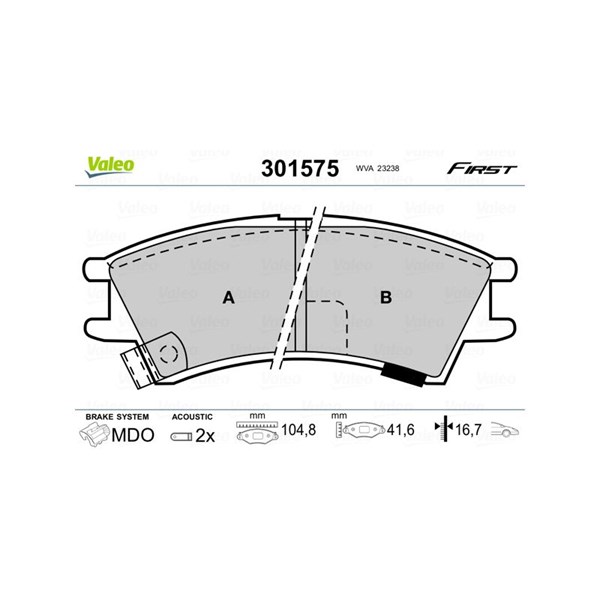 Bromsbeläggsats, Framaxel Valeo 301575 VALEO