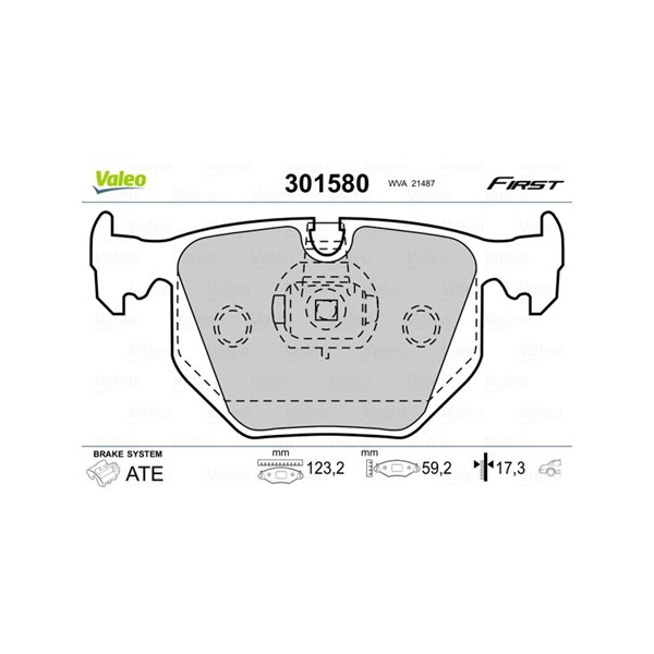 Bromsbeläggsats, Bakaxel Valeo 301580 VALEO